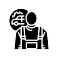 fleet maintenance manager repair worker glyph icon vector illustration