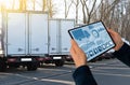 Fleet manager with a digital tablet Royalty Free Stock Photo