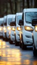 A Fleet of Modern Delivery Vans Parked in a Row, Ready for Urgent Shipments and Fast Distribution Royalty Free Stock Photo