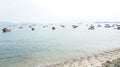 Fleet of sampans off coast of Nha Trang, Vietnam