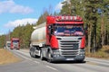 Fleet of Semi Tank Trucks Trucking Royalty Free Stock Photo