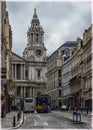 Fleet street early morning, London, Saunt Paul Cathedral on the background