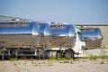 Fleet of tanker trucks side by side