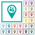 Fleet tracking flat color icons with quadrant frames