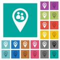 Fleet tracking square flat multi colored icons