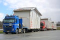 Fleet of Trucks Transport House Modules Royalty Free Stock Photo