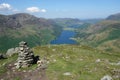 Fleetwith Pike Cairn, Buttermere and Crummock Water Royalty Free Stock Photo