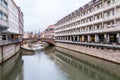 The Fleisch Bridge of the Pegnitz Bridge is a renaissance bridge over Pegnitz River in Nuremberg, Germany Royalty Free Stock Photo