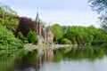 Flemish style building reflecting in Minnewater lake Royalty Free Stock Photo