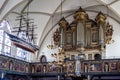 Flensburg, Germany - May 27, 2021: The interior of the St Jurgen church at Juergensby in Flensburg, Germany