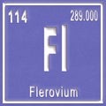 Flerovium chemical element, Sign with atomic number and atomic weight