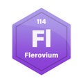 Flerovium chemical element tile. Atomic number 114. Fl chemical sign. Violet gradient Vector hexagon. Royalty Free Stock Photo