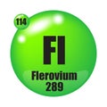 Flerovium icon. Fl chemical element. Atomic number 114. Mass 289. Royalty Free Stock Photo