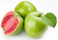 Flesh watermelon to cut green apple. Royalty Free Stock Photo