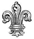 Fleur-de-Lis is the bearing of the Bourbons of France, vintage engraving Royalty Free Stock Photo