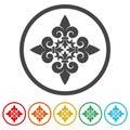 Fleur de lis cross icon. Set icons colorful