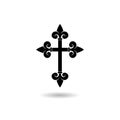 Fleur de lis cross logo with shadow Royalty Free Stock Photo