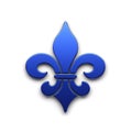 fleur de lis heraldic icon in blue texture. 3D rendering illustration