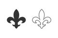 Fleur de lis heraldic line icon set. Vector