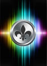 Fleur De Lis Icon Button on Abstract Spectrum Background Royalty Free Stock Photo