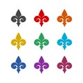 Fleur de lis icons set color collection isolated on white background