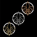 Fleur de lis illustration set isolated on black background Royalty Free Stock Photo