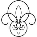 Fleur de Lis with Rope and Bead Border Line Art Coloring Page Royalty Free Stock Photo