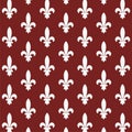 Fleur-de-lis seamless pattern isolated on dark red background Royalty Free Stock Photo