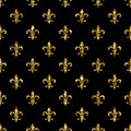 Fleur-de-lis seamless pattern. Ols style template. Floral classic texture. Fleur de lis royal lily retro background. Design vintag Royalty Free Stock Photo