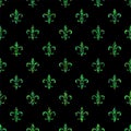 Fleur-de-lis seamless pattern. Ols style template. Floral classic texture. Fleur de lis royal lily retro background. Design vintag