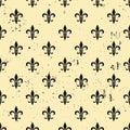 Fleur-de-lis seamless pattern. Ols style template. Floral classic texture. Fleur de lis royal lily retro background. Design vintag Royalty Free Stock Photo