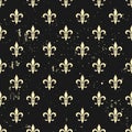 Fleur-de-lis seamless pattern. Ols style template. Floral classic texture. Fleur de lis royal lily retro background. Design vintag