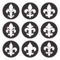 Fleur De Lis Set. Heraldic Lily Collection, Vector Illustration