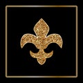 Fleur de lis symbol, glittering heraldic symbol. Vector Illustration. Medieval sign. Glowing french fleur de lis royal lily. Elega