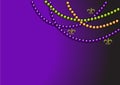 Fleur de lis symbol. Mardi Gras purple background.Colored beads on purple background. Mardi Gras.Carnival background. Fat Tuesday. Royalty Free Stock Photo