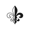 Fleur de lis symbol, silhouette - heraldic symbol. Vector Illustration. Medieval sign.Glowing french fleur de lis royal lily. Eleg