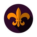 Fleur de lis vector icon in flat style. Lily vector icon. Flower flat icon. Purple icon.