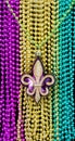 Fleur de lys on the Mardi Gras necklaces Royalty Free Stock Photo