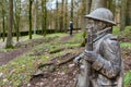 FLEURY-DEVANT-DOUAUMONT, FRANCE - JANUAR 05, 2020 : French Poilu (soldier) wooden sculpture, Verdun Royalty Free Stock Photo