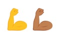 Flexed bicep color icon. Strong emoji. Muscle. Bodybuilding, workout. Man`s arm, forearm. Isolated vector illustration. Royalty Free Stock Photo