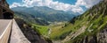 Flexenass road rising up from Lechtal in austria on a summer day