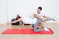 Flexibility exercise with elder woman Royalty Free Stock Photo