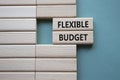 Flexible budget symbol. Concept words Flexible budget on wooden blocks. Beautiful grey green background. Business and Flexible