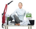 Flexible business woman in office