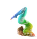 Flexible Circus Performer, Acrobat Dancer Multicolored Costume