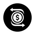 Flexible, funding, currency icon. Black vector graphics