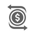 Flexible, funding, currency icon. Gray vector graphics
