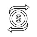 Flexible, funding, currency outline icon. Line art vector