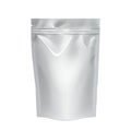 Flexible gray bag of Foil. Food pillow Coffee, Tea or different product Realistic package. Polyethylene packing of goods. Mock up