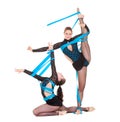 Flexible gymnasts dancing